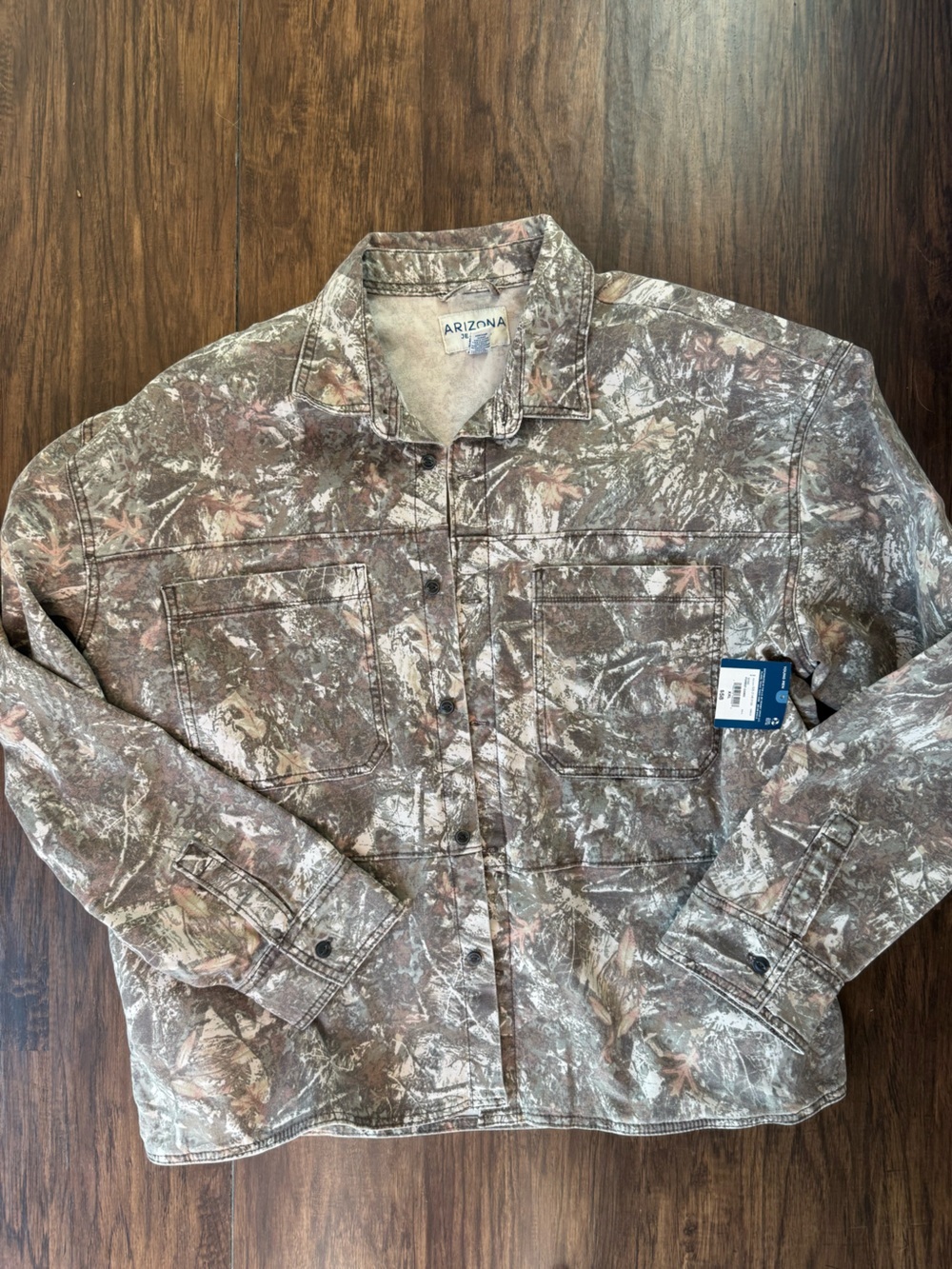 Arizona NWT men’s canvas Brown and Tan Camo Jacket size XXL